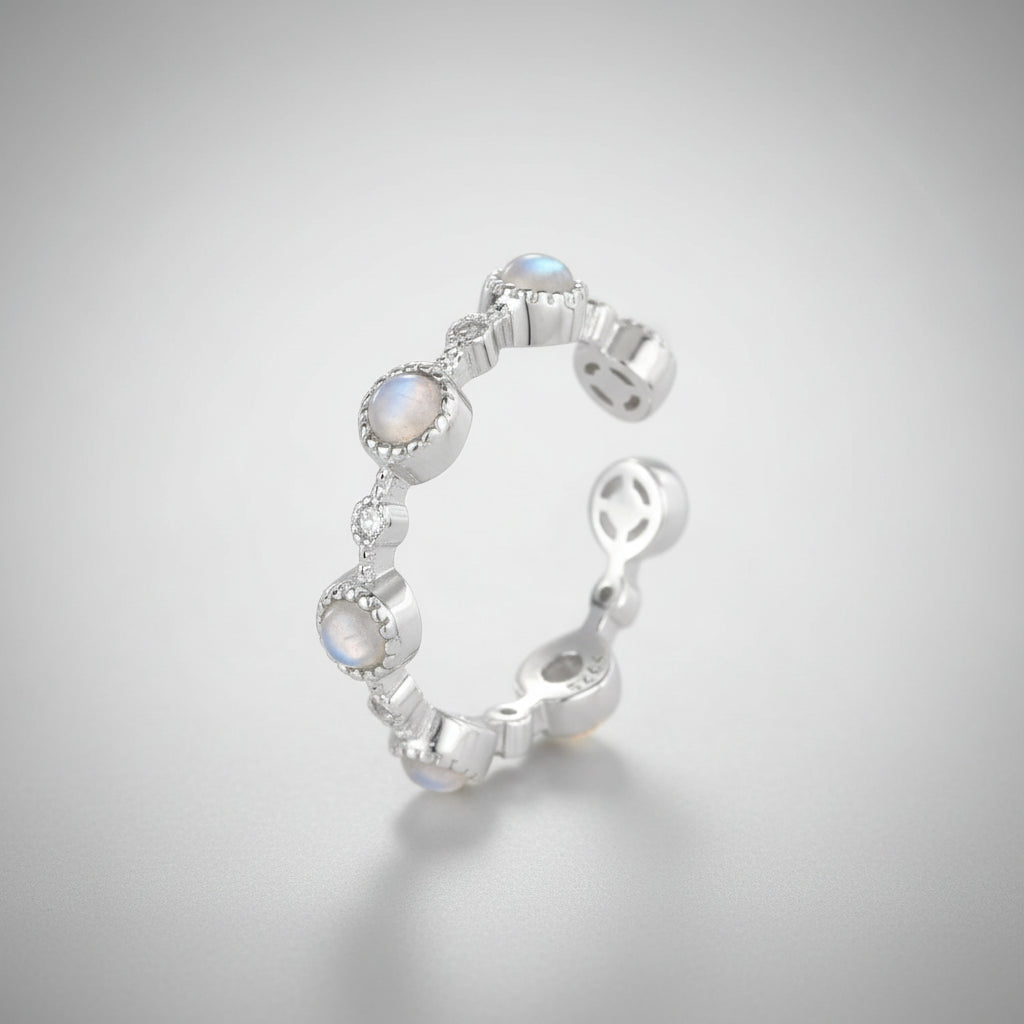 Round Crystal Sterling Silver Ring