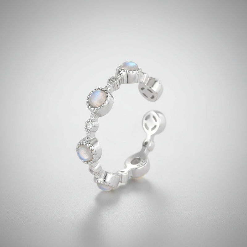 Round Crystal Sterling Silver Ring