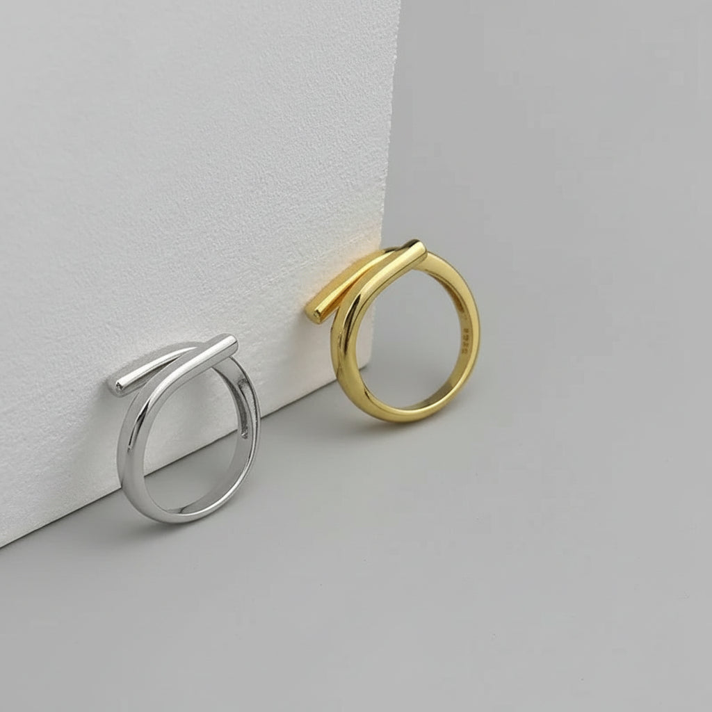 Double Layer Geometric Open Ring
