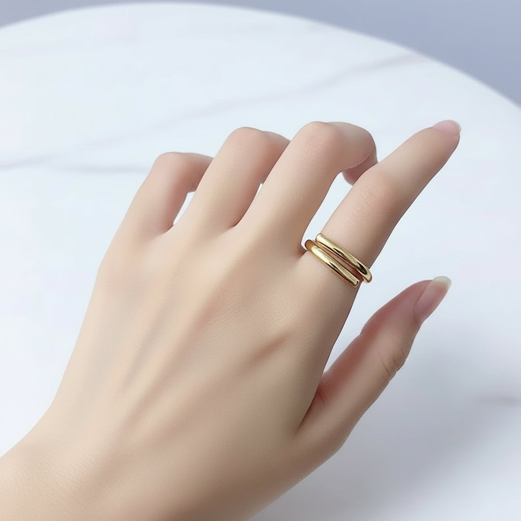Double Layer Geometric Open Ring