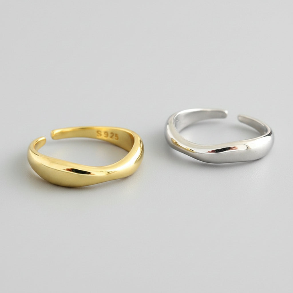 Minimalist Irregular Wave Open Ring