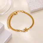 40 Exquisite Elegant Chain Bracelets For Women 18K Gold-Plated Shiny Zircon Inlaid Flower Cuff Bracelet Female Jewelry Gift