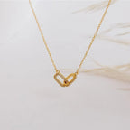 1-piece double-loop geometric collarbone chain necklace - a niche-designed, luxury-minimalist interlocking loop necklace.