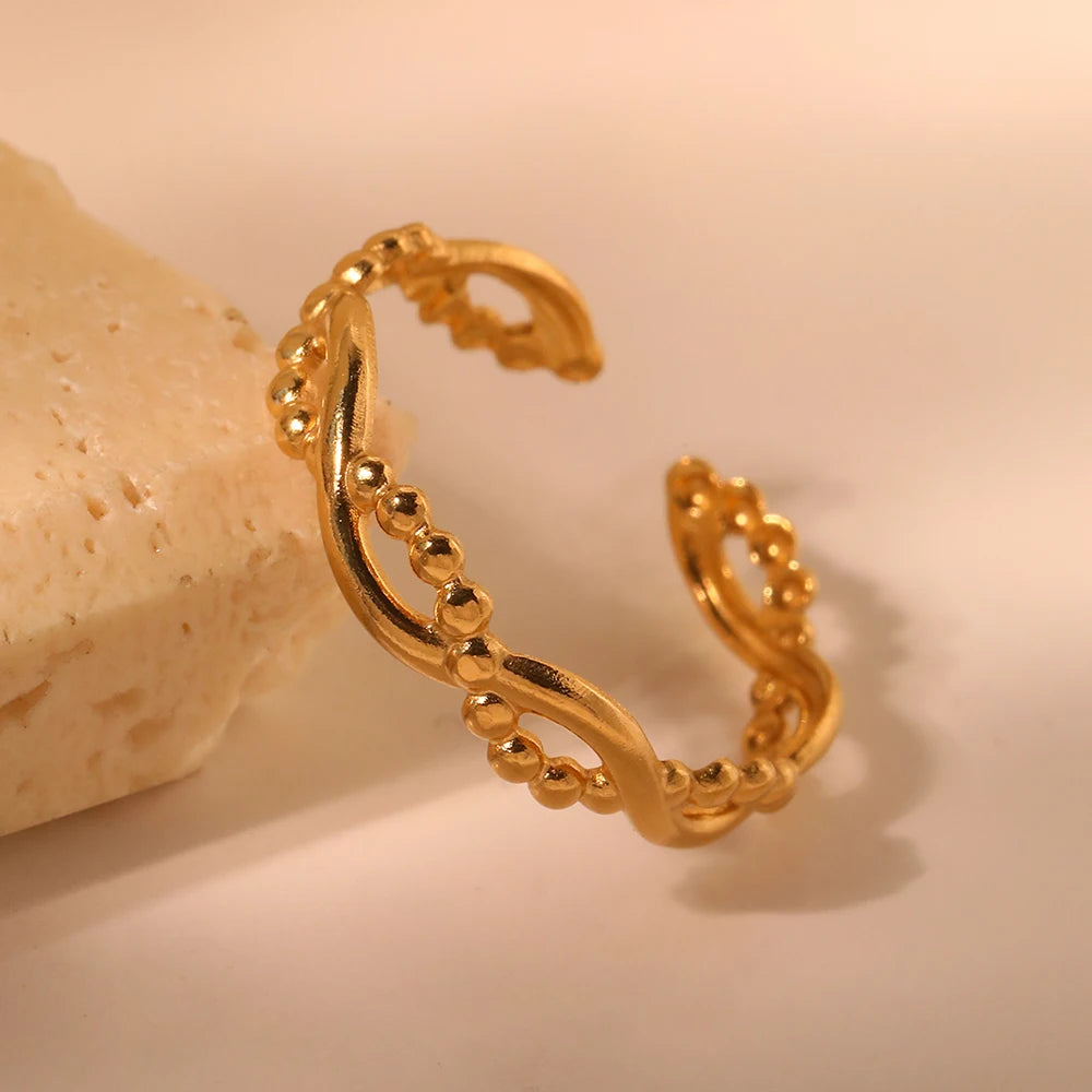 Stainless Steel Rings  Minimalist Geometric Hollow Ring Retro Fine Open Ring For Women Jewelry Non-fading High-quality Gifts New