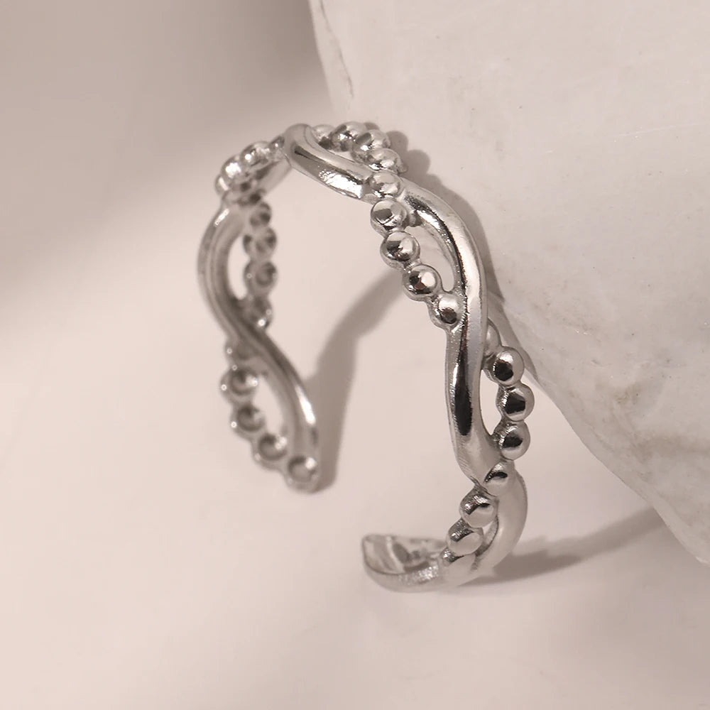 Stainless Steel Rings  Minimalist Geometric Hollow Ring Retro Fine Open Ring For Women Jewelry Non-fading High-quality Gifts New