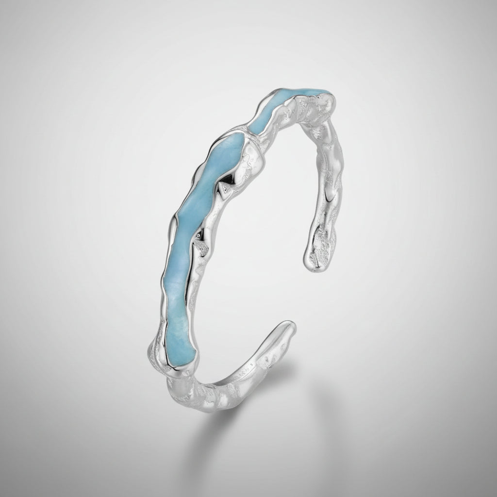 Irregular Drop Glue Silver Ring