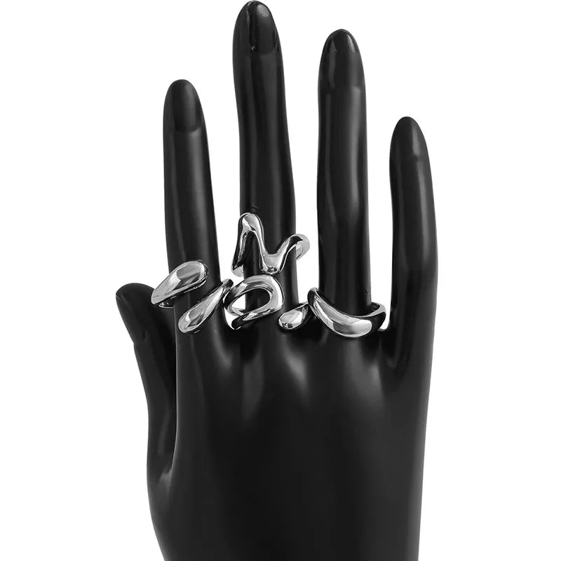 Irregular Geometric Rings For Women Girls Punk Fashion Gold Silver Color Knuckle Joint Ring