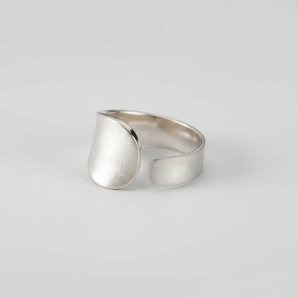 Matte Finish Geometry Luxury Silver Ring