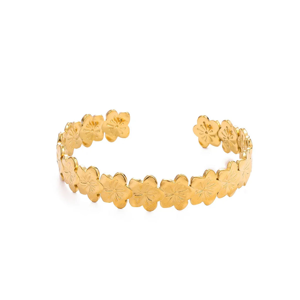 40 Exquisite Elegant Chain Bracelets For Women 18K Gold-Plated Shiny Zircon Inlaid Flower Cuff Bracelet Female Jewelry Gift