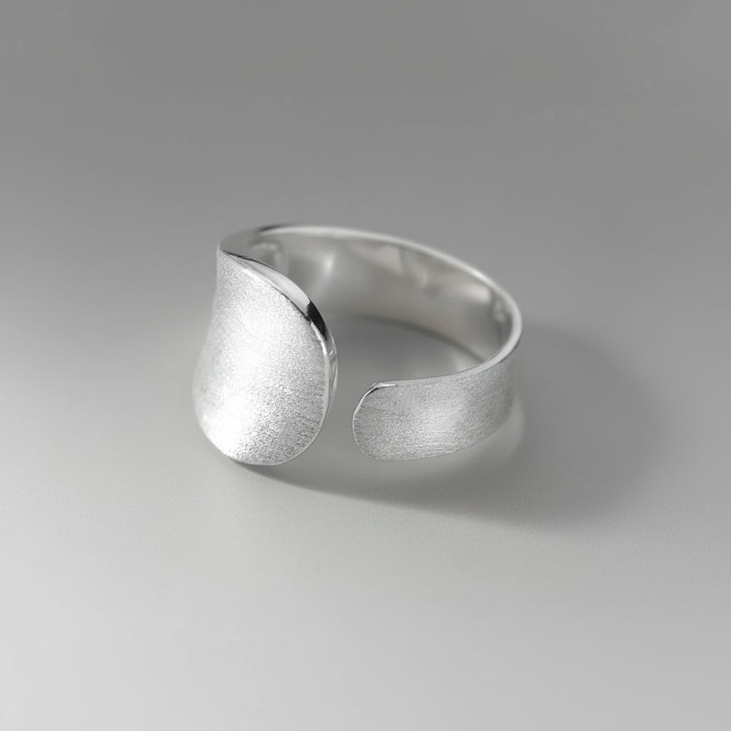 Matte Finish Geometry Luxury Silver Ring