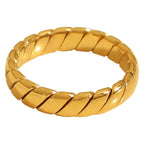 French-style ins minimalist luxury fashion geometric woven textured simple ring, high-end feeling ring