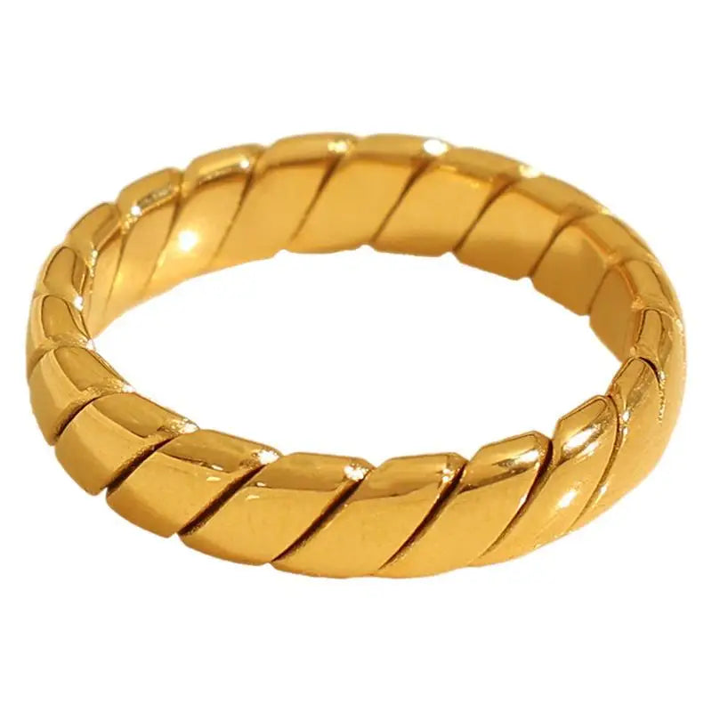 French-style ins minimalist luxury fashion geometric woven textured simple ring, high-end feeling ring