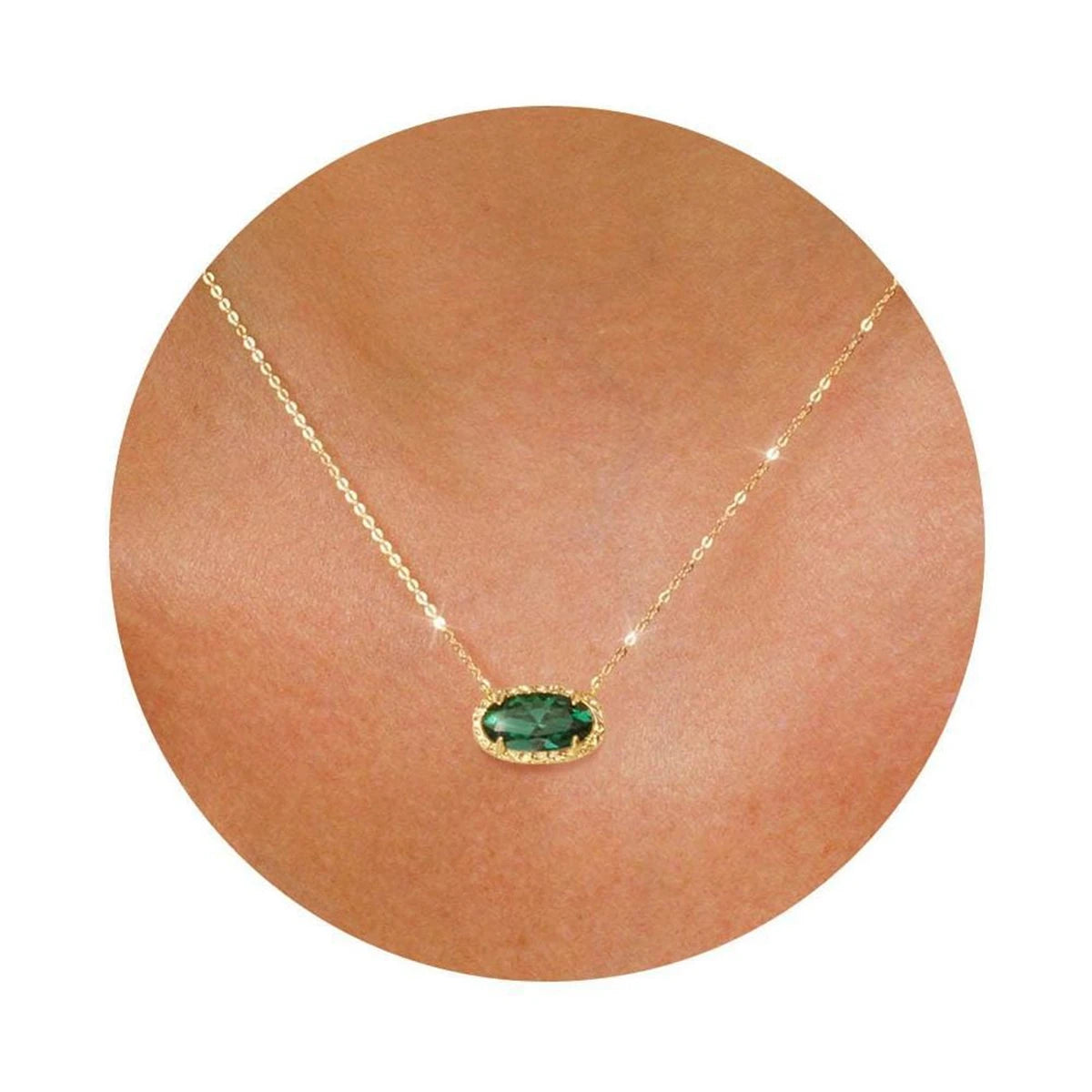 Colorful zircon, natural stone, bone chain, oval, fashionable, popular, niche, personalized jewelry, gold-plated