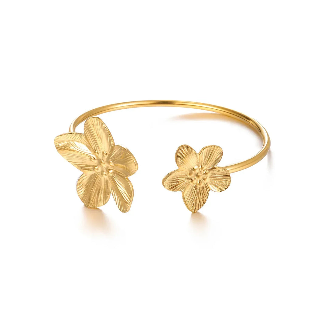 40 Exquisite Elegant Chain Bracelets For Women 18K Gold-Plated Shiny Zircon Inlaid Flower Cuff Bracelet Female Jewelry Gift