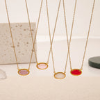 Colorful zircon, natural stone, bone chain, oval, fashionable, popular, niche, personalized jewelry, gold-plated