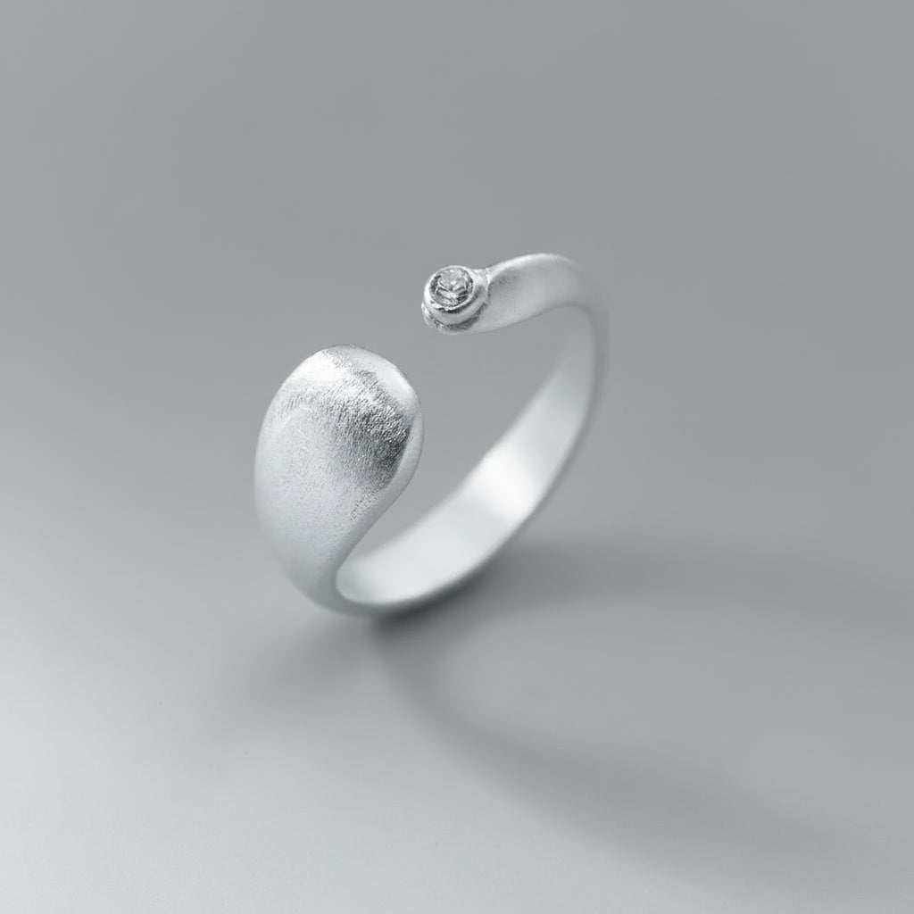Matte Finish Geometry Silver Ring