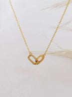 1-piece double-loop geometric collarbone chain necklace - a niche-designed, luxury-minimalist interlocking loop necklace.