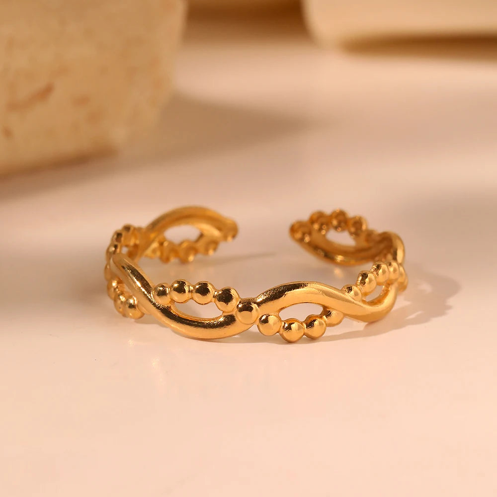 Stainless Steel Rings  Minimalist Geometric Hollow Ring Retro Fine Open Ring For Women Jewelry Non-fading High-quality Gifts New