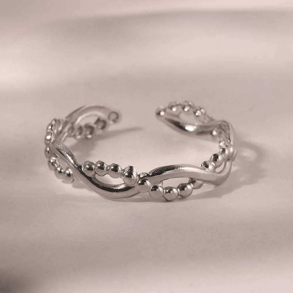 Stainless Steel Rings  Minimalist Geometric Hollow Ring Retro Fine Open Ring For Women Jewelry Non-fading High-quality Gifts New