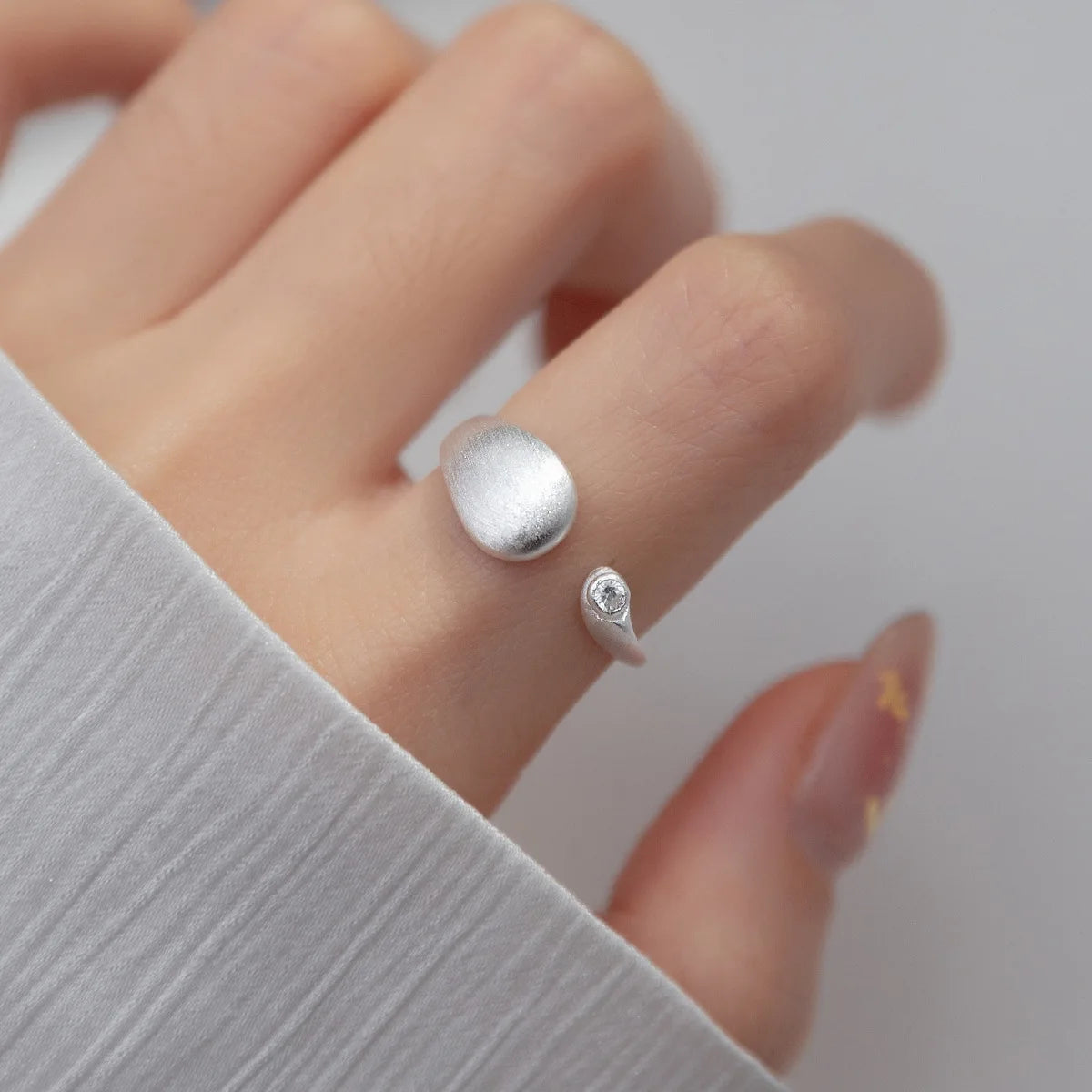 Matte Finish Geometry Silver Ring