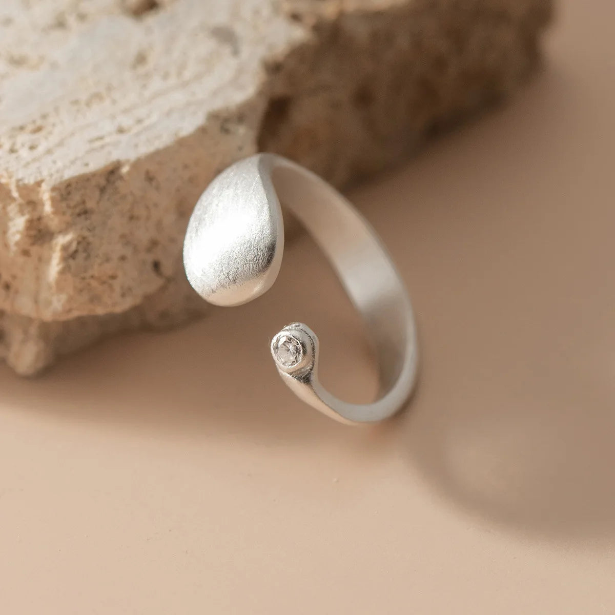 Matte Finish Geometry Silver Ring