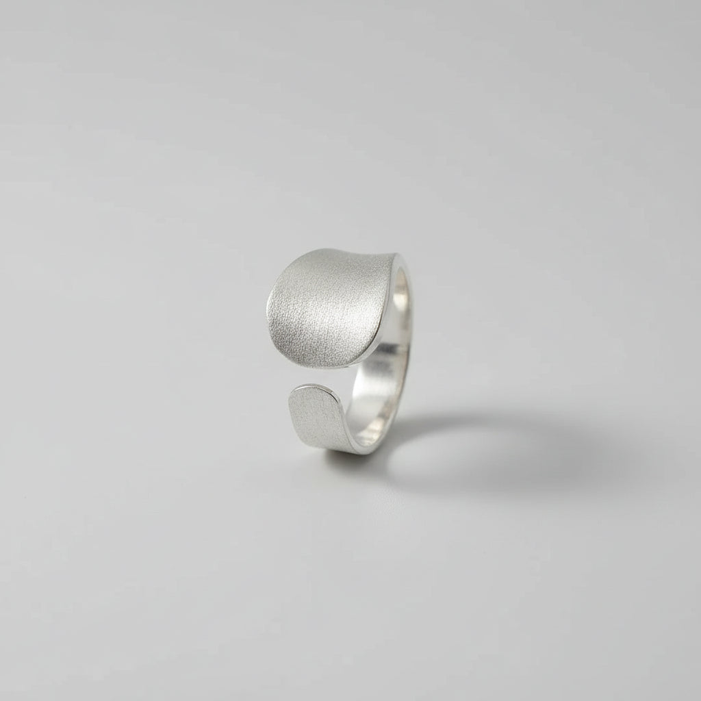 Matte Finish Geometry Luxury Silver Ring