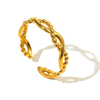 Stainless Steel Rings  Minimalist Geometric Hollow Ring Retro Fine Open Ring For Women Jewelry Non-fading High-quality Gifts New