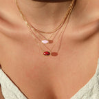 Colorful zircon, natural stone, bone chain, oval, fashionable, popular, niche, personalized jewelry, gold-plated