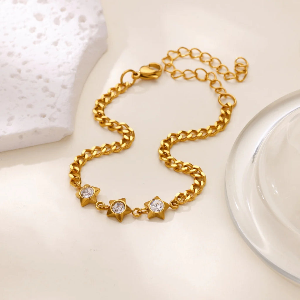 40 Exquisite Elegant Chain Bracelets For Women 18K Gold-Plated Shiny Zircon Inlaid Flower Cuff Bracelet Female Jewelry Gift