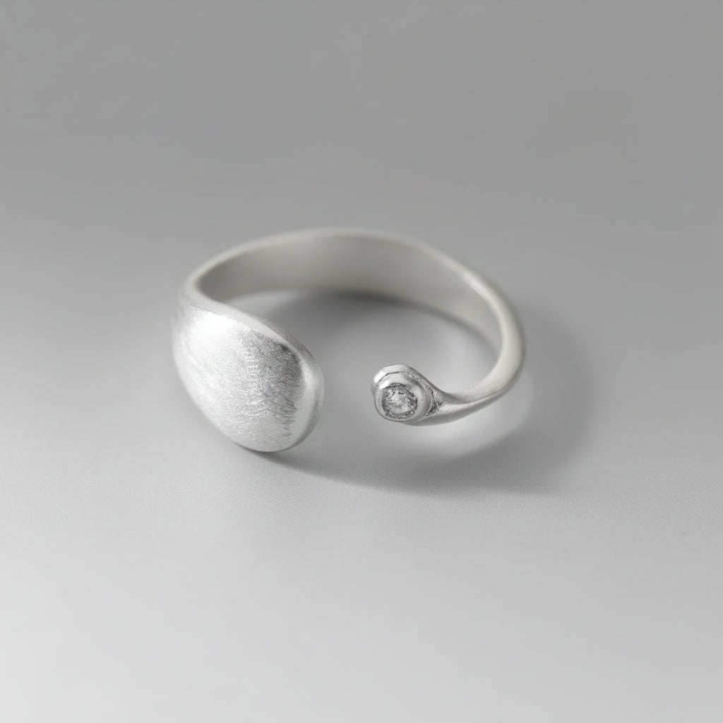 Matte Finish Geometry Silver Ring
