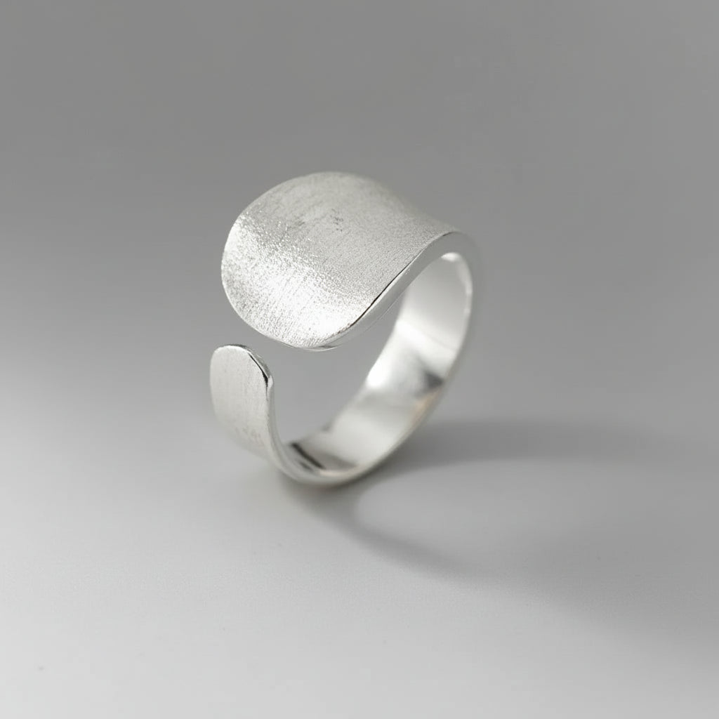 Matte Finish Geometry Luxury Silver Ring