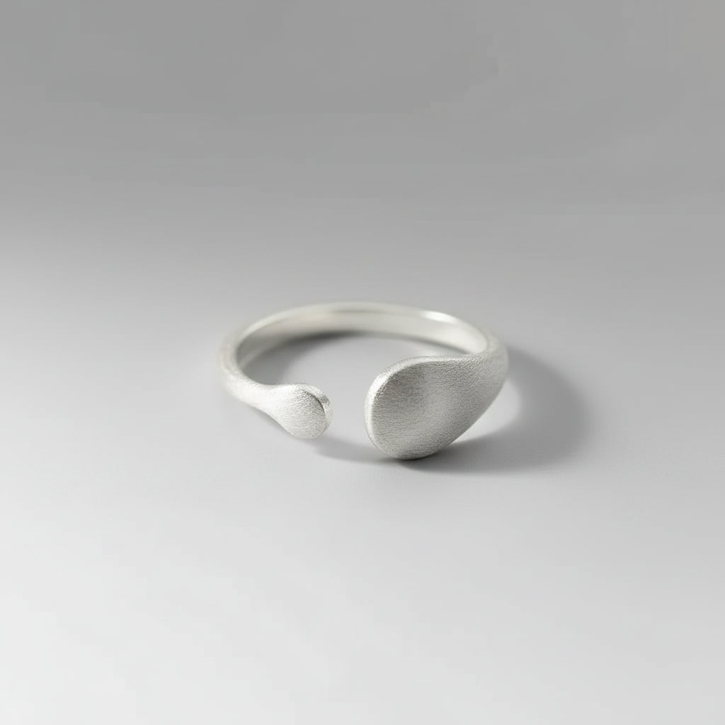Matte Finish Geometry Silver Ring
