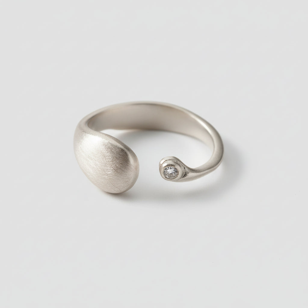 Matte Finish Geometry Silver Ring
