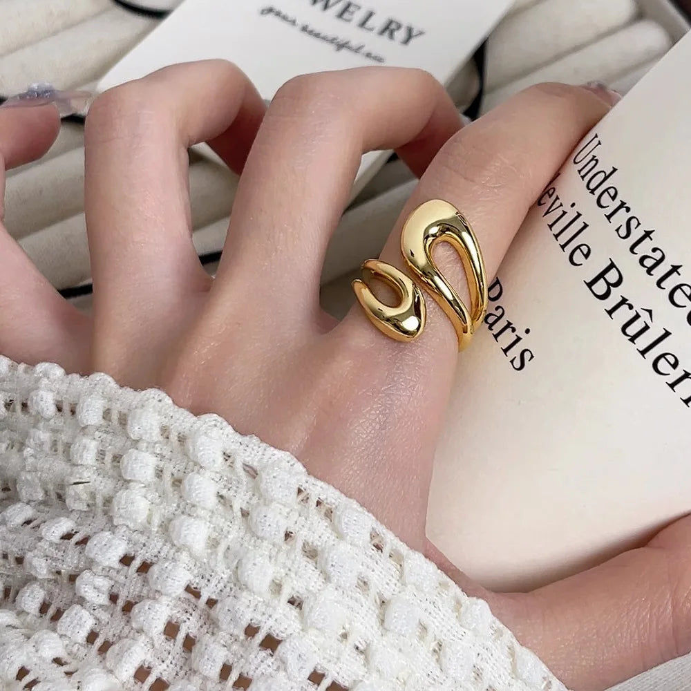 New Adjustable Colorful Drip Glaze Ring Women Fashion Retro Geometric Gold Colour Metal Rings Wedding Jewelry Birthday Gift