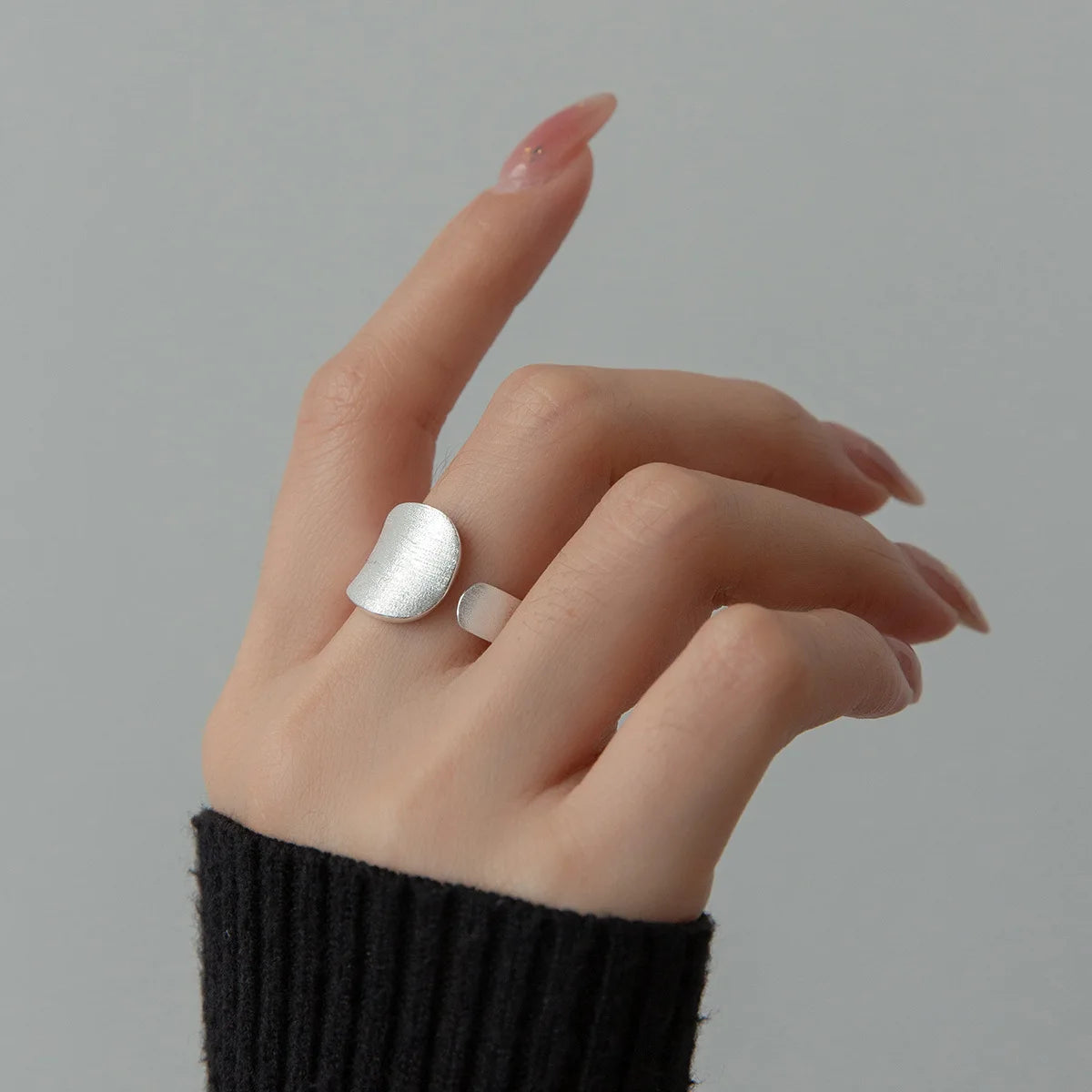 Matte Finish Geometry Luxury Silver Ring