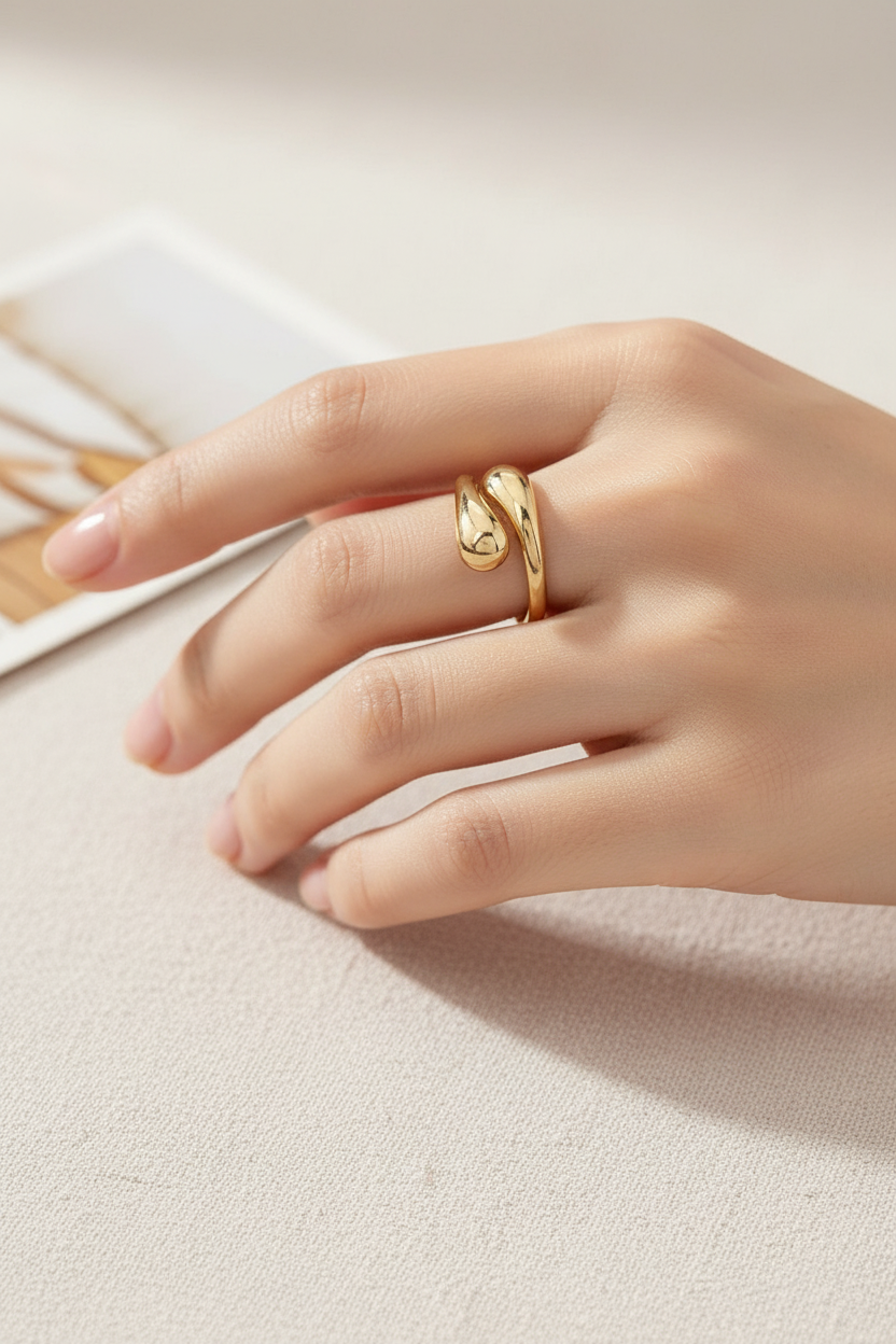 Gold ring on hand