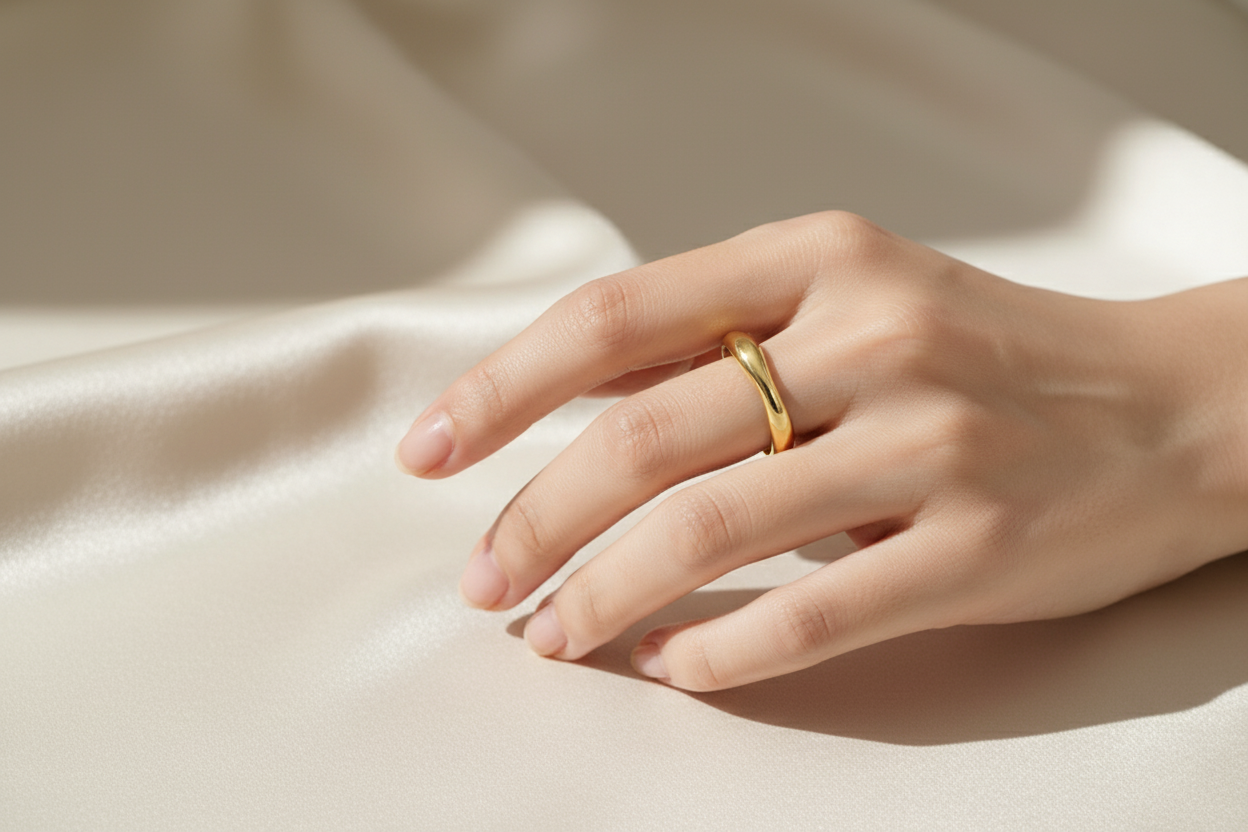 Minimalist Irregular Wave Ring - Clean Hero Image