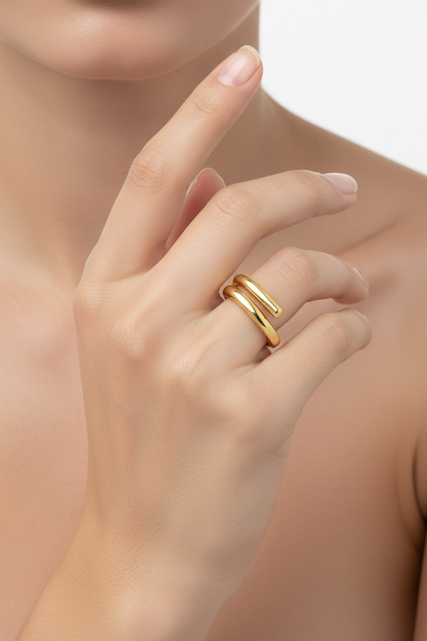 Double Layer Geometric Open Ring