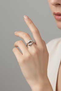 Silver ring on hand